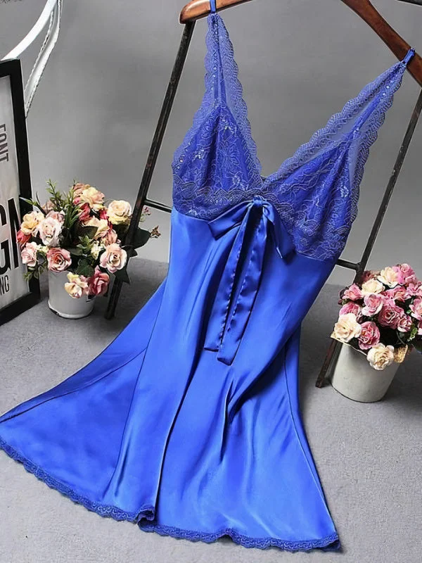 Sexy women's nightwear for a cozy, intimate sleep-Nuisette en Satin avec nœud pour Femme "Bleu" Sexy women's nightwear for a cozy, intimate sleep-Nuisette en Satin avec nœud pour Femme "Bleu"