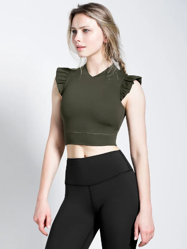 camisoles multipack 3 colors-RUFFLED PURE TANK, DARK GREEN