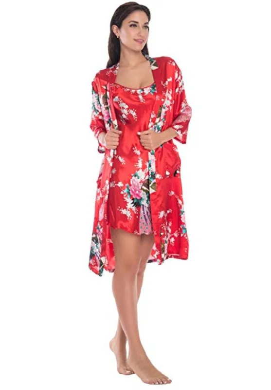 Cozy robes for women with long sleeves-Fashion Women's Summer Mini Kimono Robe Lady Rayon Bath Gown Yukata Nightgown Sleepwear Sleepshirts Pijama Mujer Size M-XL