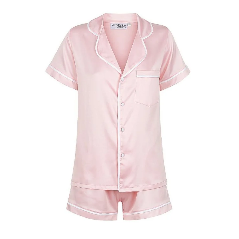 Matching mother and kid same suit for park visits-Satin Personalised Pyjama Set - Short Sleeve Bubble Gum Pink/White Matching mother and kid same suit for park visits-Satin Personalised Pyjama Set - Short Sleeve Bubble Gum Pink/White