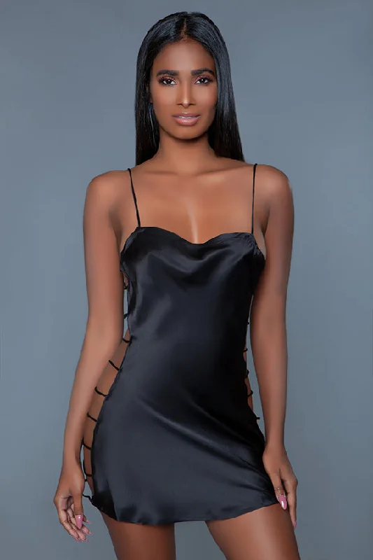 Sexy dress for date night-Mini satin slip