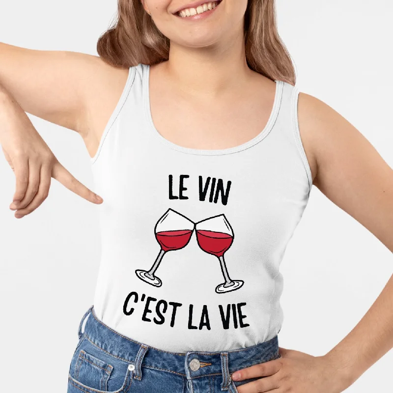 camisoles for under blazers office-Débardeur Femme Le vin c'est la vie