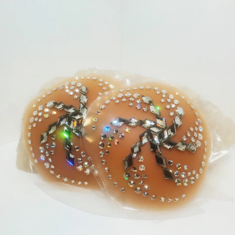 Nipple covers for lightweight feel-Silver Vortex Bling Pasties