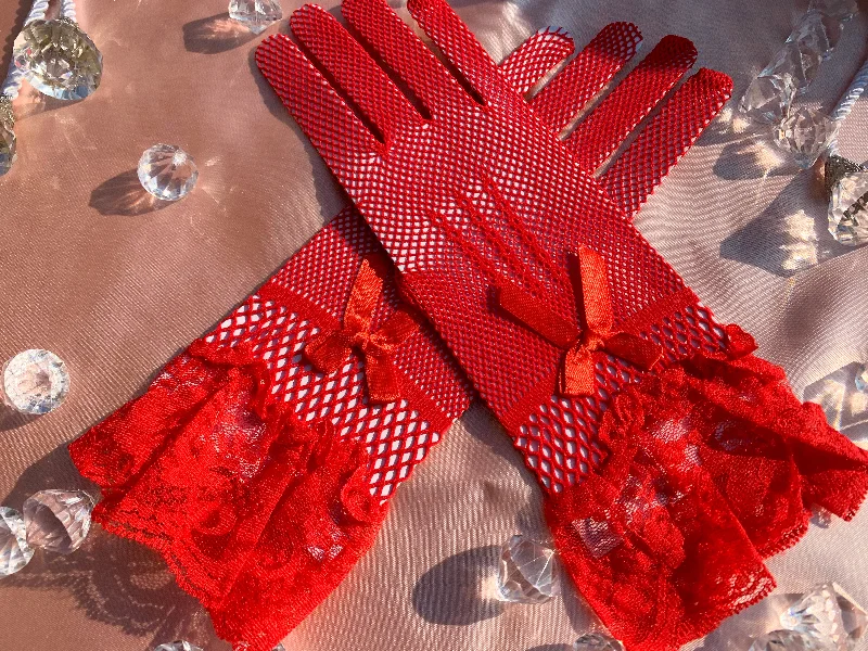 Nipple covers for full coverage under thin tops-Cerise forgotten shadow lace gloves