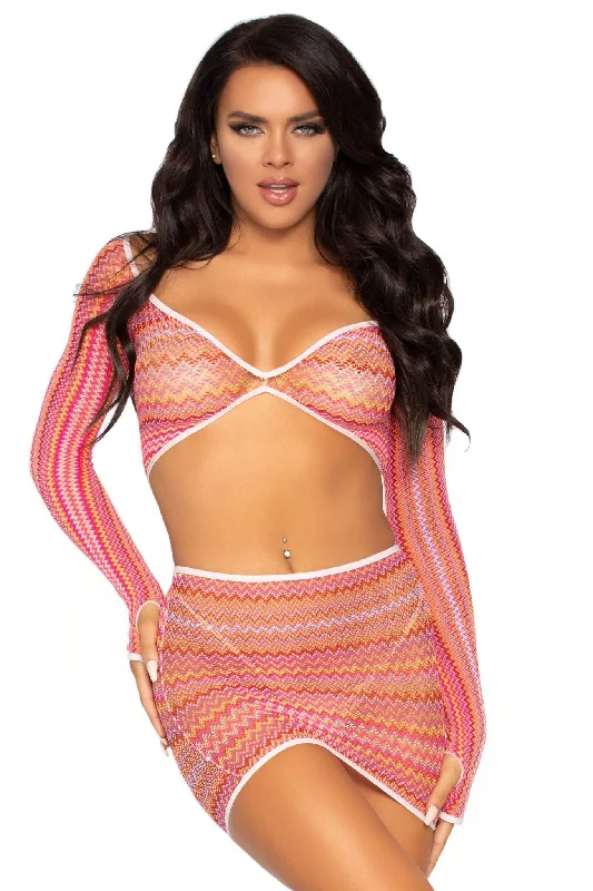 Sexy dress for high heels fashion-Summer Net Top and Skirt Set