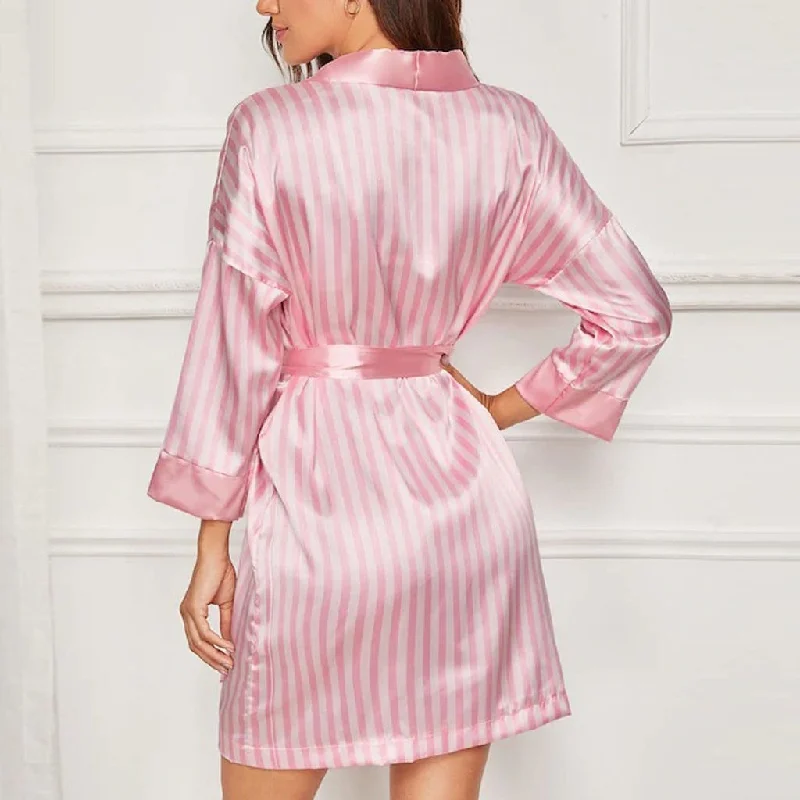 Women's robes for ultimate comfort-Stripe Bride Wedding Robe