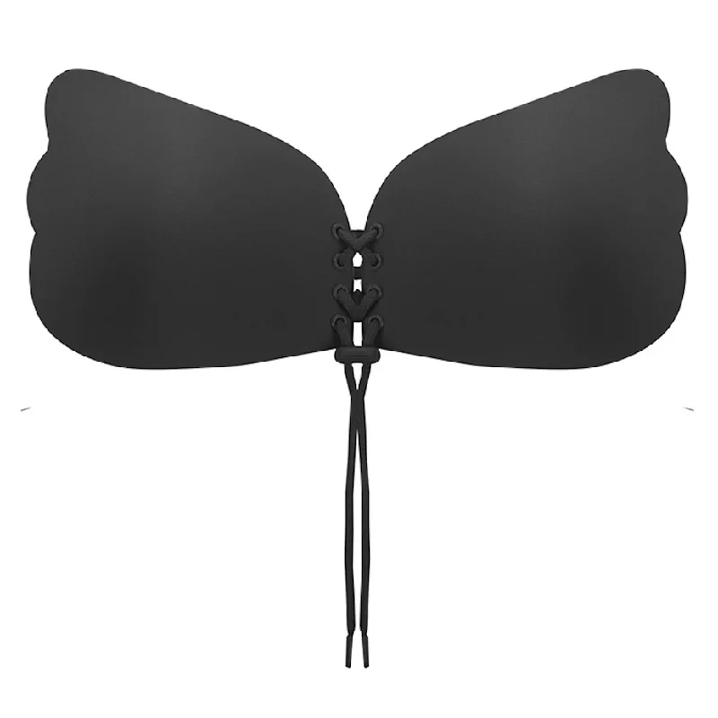 Nipple covers for skin protection-Black Backless Strapless Bra