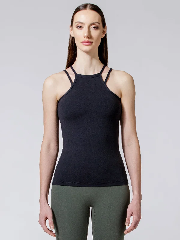 lace trim camisoles romantic-SERENITY TANK 3.0, BLACK