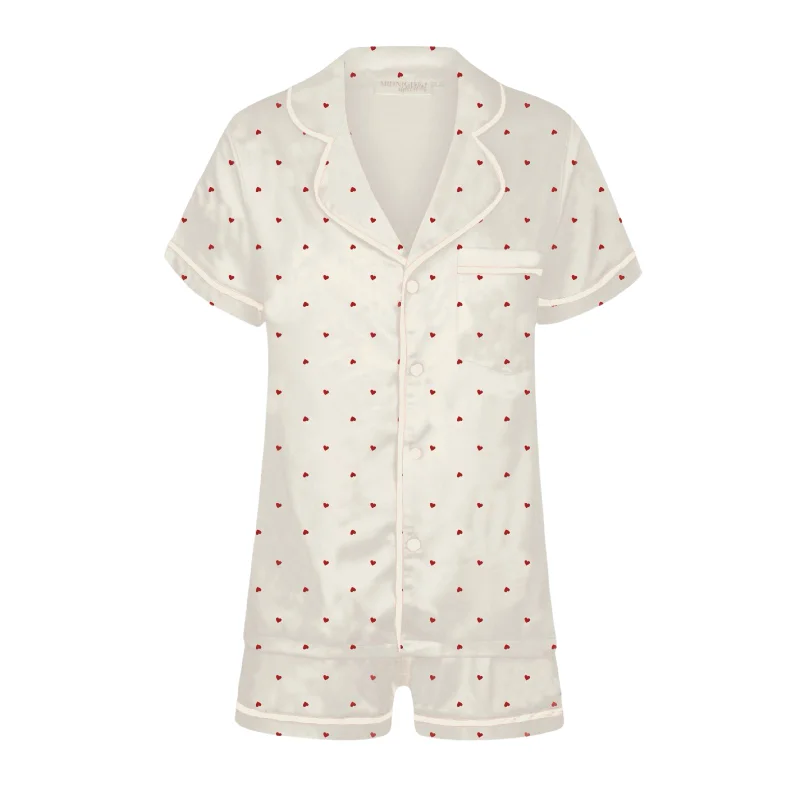 Mother and kid same suit for birthday parties-Kids Limited Edition Love Heart Modal Summer Pyjamas - Cream
