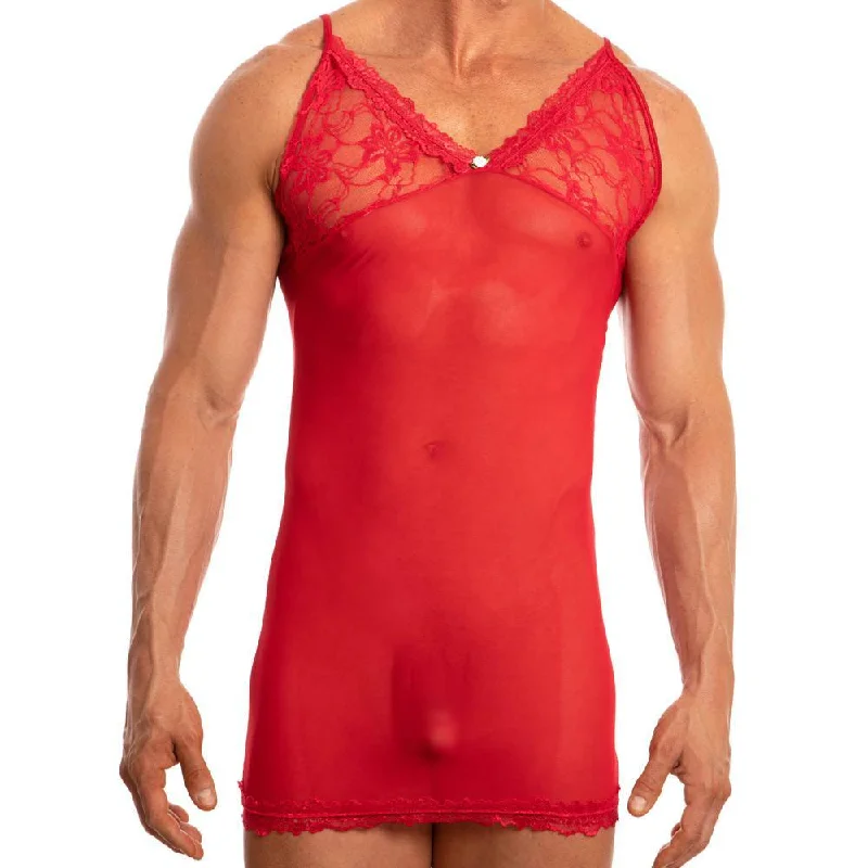 Sexy dress for flattering body-JCSTK - Mens Secret Male SMW001 Sheer Mesh and Lace Babydoll Red Sexy dress for flattering body-JCSTK - Mens Secret Male SMW001 Sheer Mesh and Lace Babydoll Red