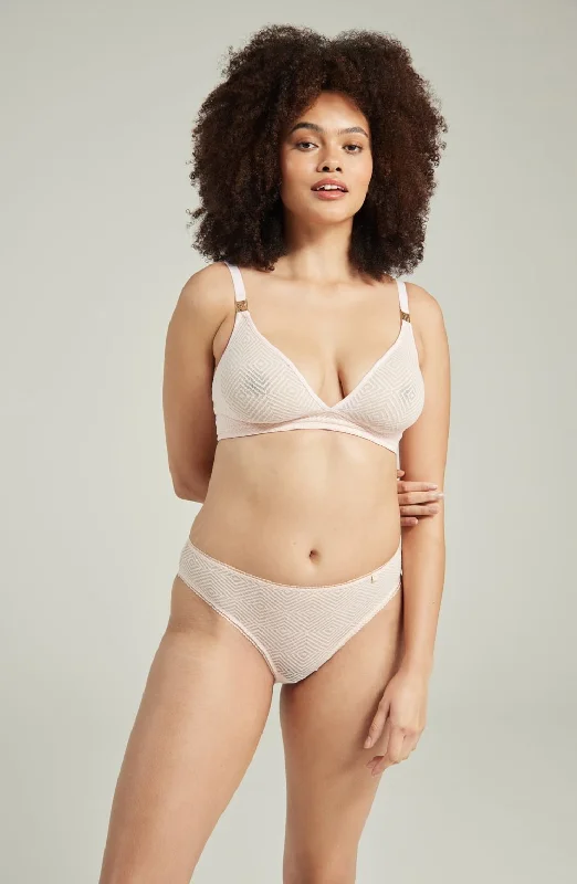 Soft cotton lingerie sets for comfort-The Sheer Deco High Leg Brief Blush Pink