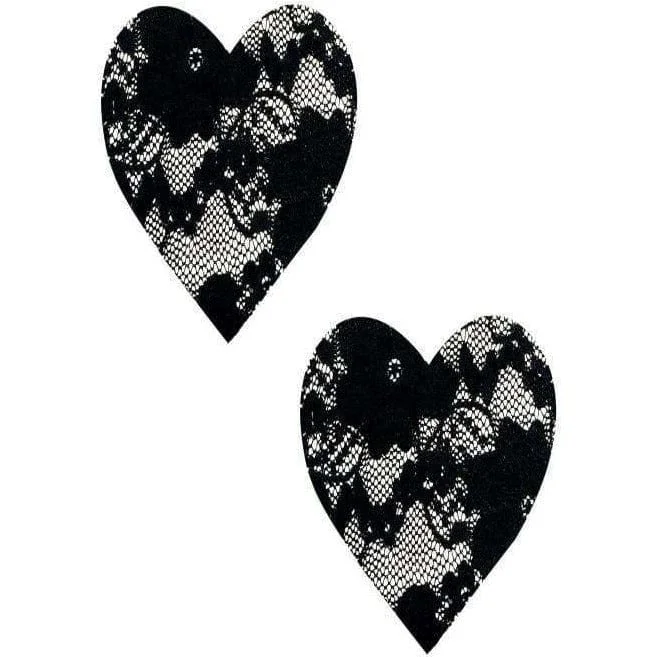 Nipple covers for keeping clothes wrinkle-free-Lace Heart Nipztix Pasties