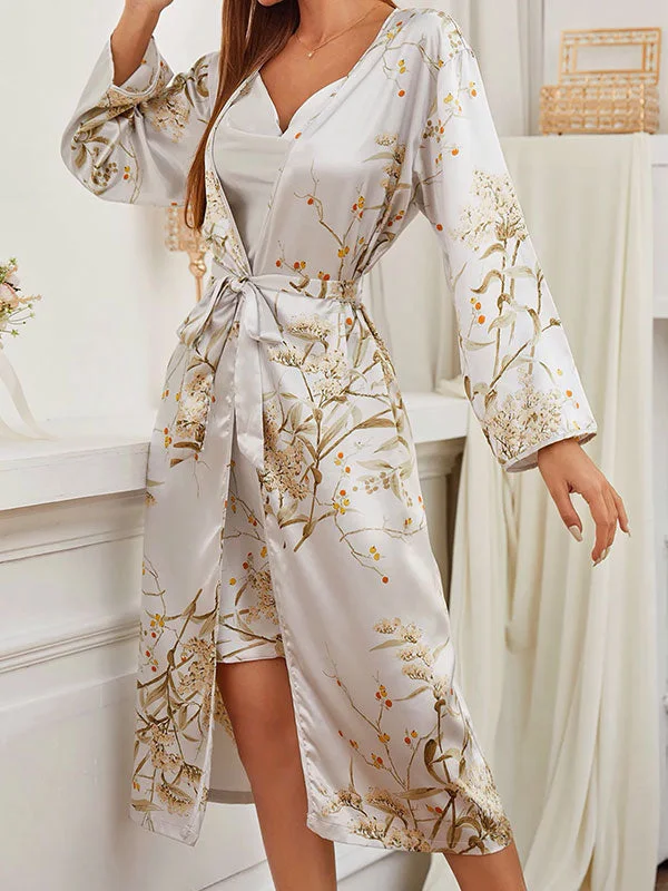 Women's robes for every occasion at home-Robe de Chambre Longue Pour Femme 2 Pièces "Cocon de Satin"