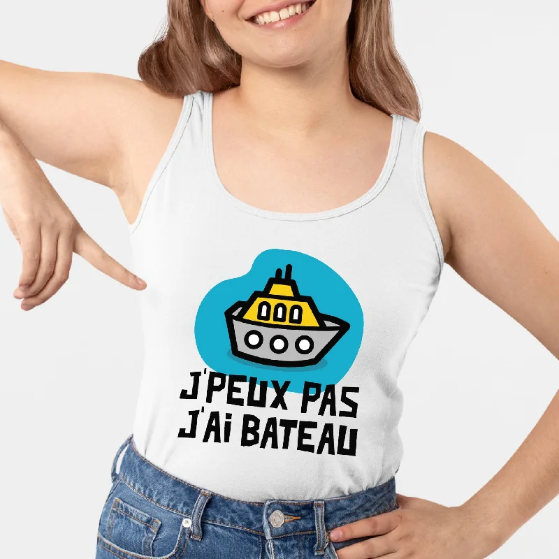 tank tops under $10 clearance-Débardeur Femme J'peux pas j'ai bateau