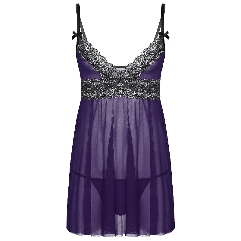 Sexy dress for sophisticated appeal-JCSTK - Mens Sexy Femme IF-14:771 Babydoll Nightwear with Pouch G string Purple Sexy dress for sophisticated appeal-JCSTK - Mens Sexy Femme IF-14:771 Babydoll Nightwear with Pouch G string Purple