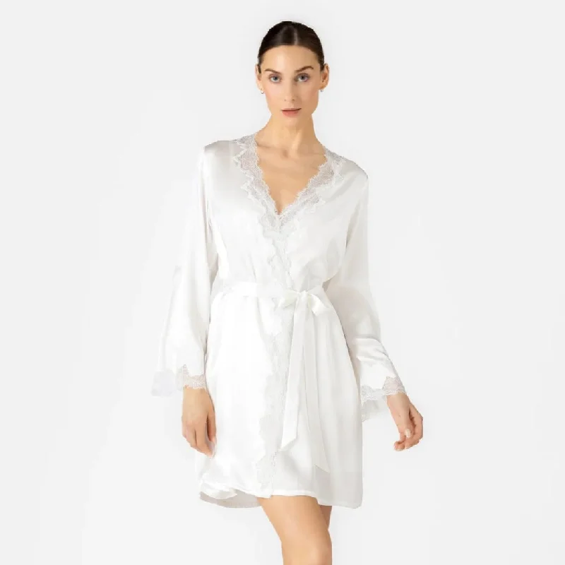Women's robes with plush cotton fabric-NK iMode Pamela Dreamy Short Silk Robe