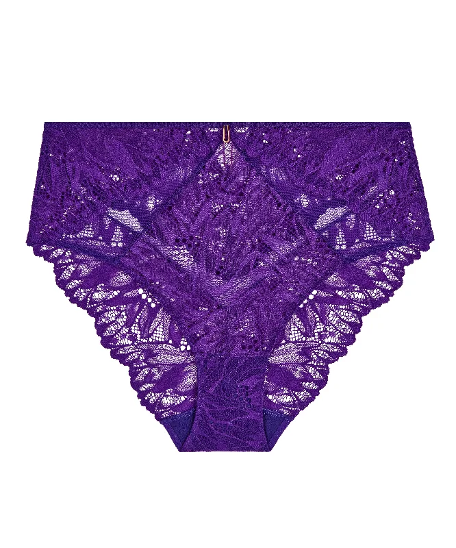 Women's panties with low-rise waist-Aubade Flowermania High-waist brief Purple