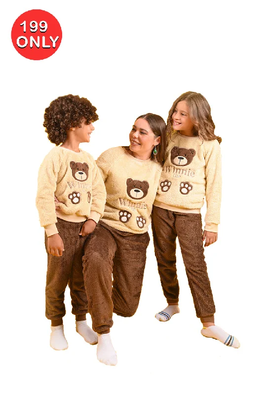 Fun matching mother and kid same suit for adventures-بيجامة شتوية برسمة الدب تيدي بير - للأم وأطفالها Fun matching mother and kid same suit for adventures-بيجامة شتوية برسمة الدب تيدي بير - للأم وأطفالها