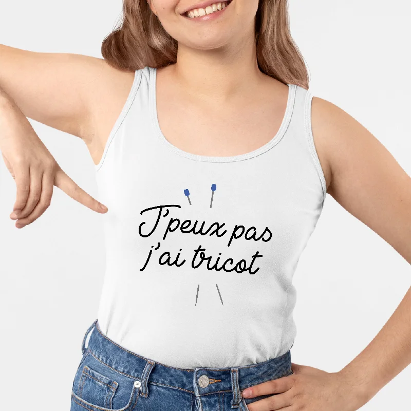 breathable tank tops for summer-Débardeur Femme J'peux pas j'ai tricot