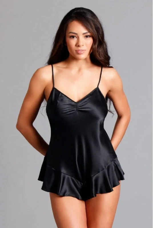 Women's sexy nightwear with delicate lace trim-Geovan Baby-doll Lingerie Romper