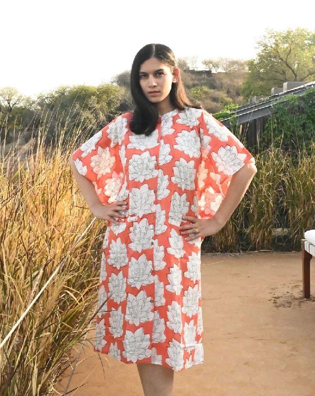 Stylish matching outfits for mother and kid same suit-Mallika Hand Block Printed Cotton Midi Kaftan Shirt Stylish matching outfits for mother and kid same suit-Mallika Hand Block Printed Cotton Midi Kaftan Shirt