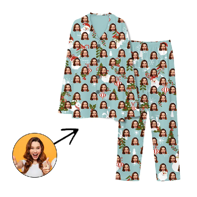 Stylish matching mother and kid same suit for birthday events-Personalised Pyjamas Christmas Tree And Rabit