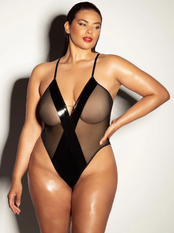 Sexy lingerie for confident fit-Fetish Curvy Finesse Sheer Teddy