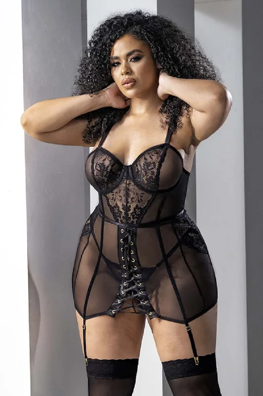 Sexy lingerie for elegant occasions-Mapale 7488X Babydoll with Matching G-String Color Black Sexy lingerie for elegant occasions-Mapale 7488X Babydoll with Matching G-String Color Black
