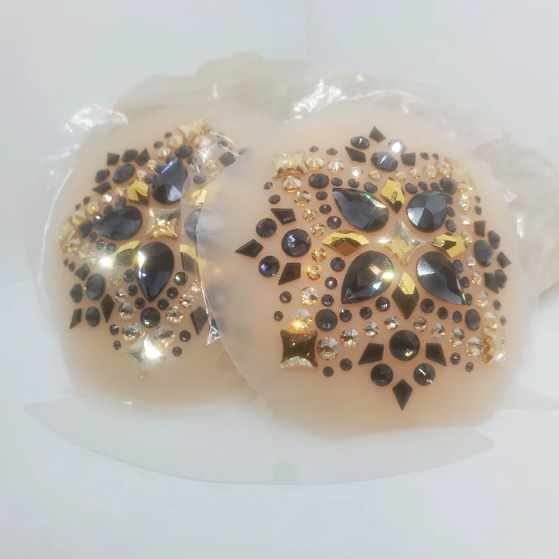 Nipple covers for sensitive bust-Golden Vixen Bling Pasties