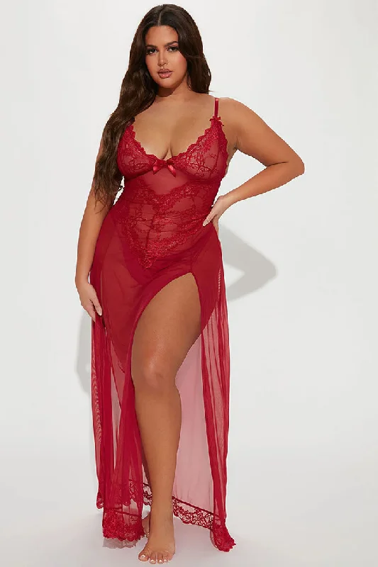 Sexy dress for date night-Plus Size Best You Ever Had Lace Sleep Gown
