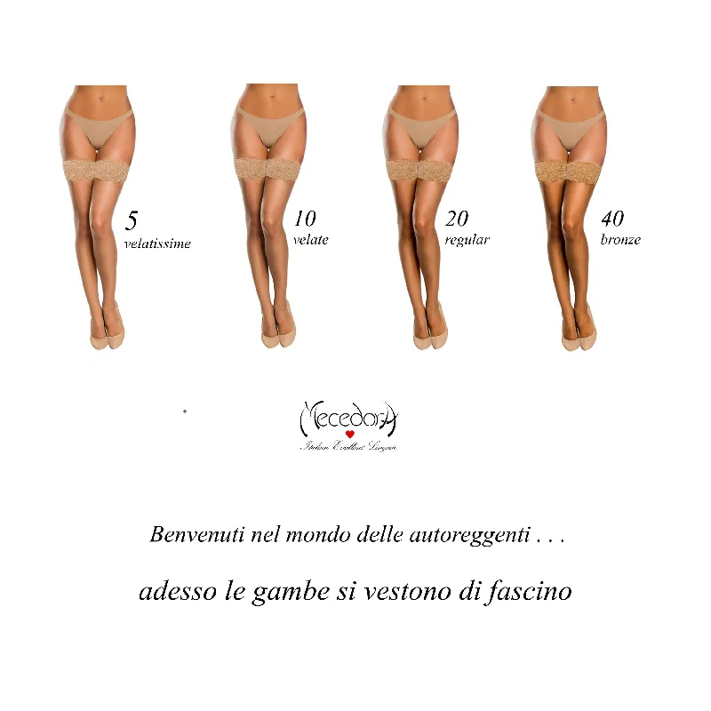 Lingerie sets for shaping your body-Autoreggenti nude con balza in pizzo mecedora lingerie