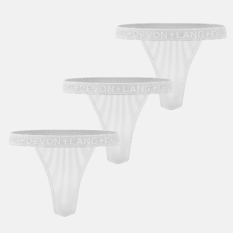 Women's panties with high rise fit-Katrina V-Thong - Multi-Packs - Glacier White