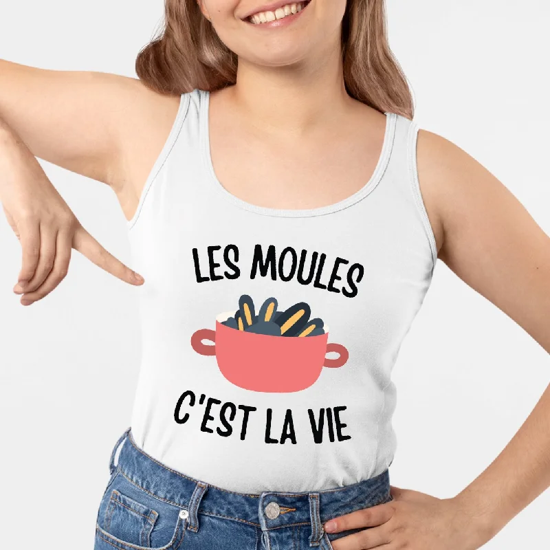 eco-friendly camisoles biodegradable-Débardeur Femme Les moules c'est la vie