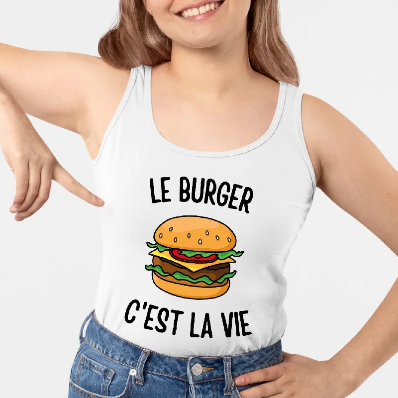 ribbed tanks 90s vintage style-Débardeur Femme Le burger c'est la vie
