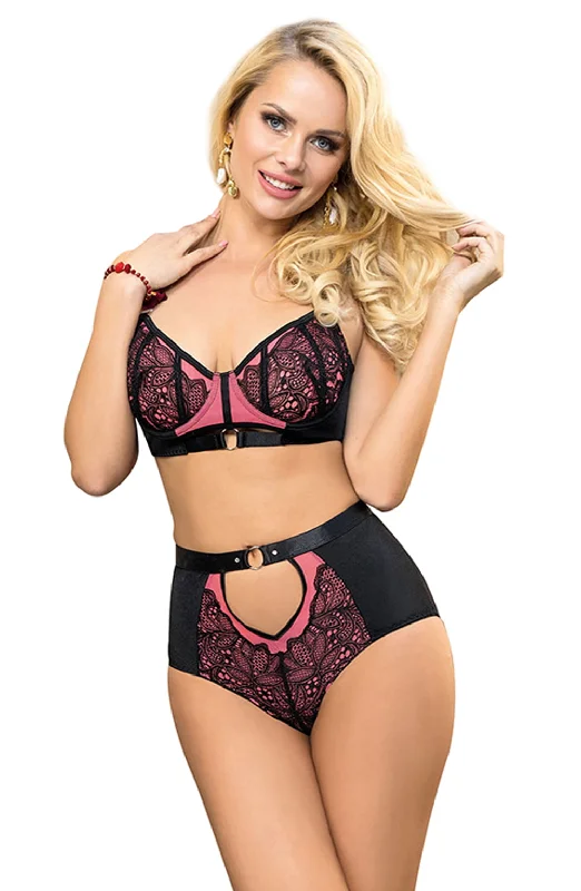 Matching lingerie sets for women-YesX YX831 Bra Set Pink