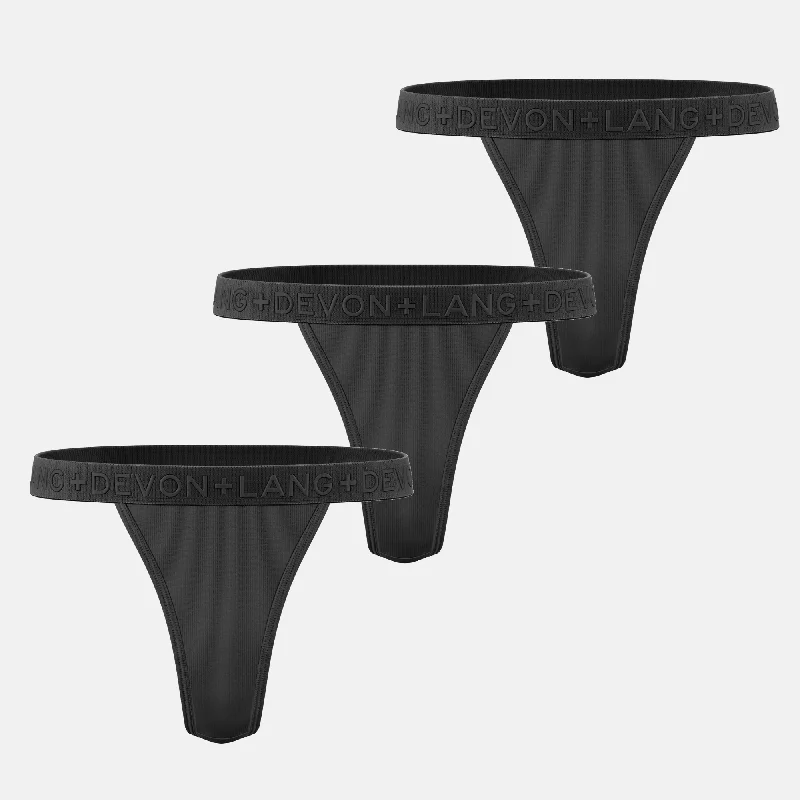 Women's panties for long-lasting comfort-Katrina V-Thong - Multi-Packs - Obsidian