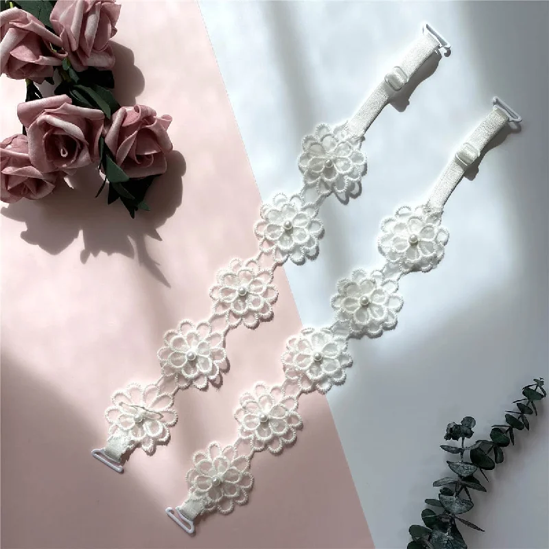 Nipple covers for preventing visible nip marks-Lace Flower Bra Straps