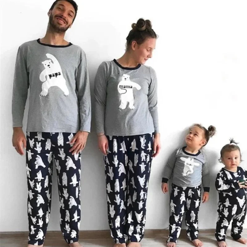 Mother and kid same suit for relaxing at home-Elegant Bear Matching Family Set