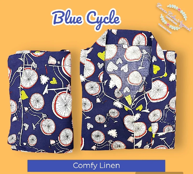 Comfortable matching mother and kid same suit for playdates-Blue Cycle