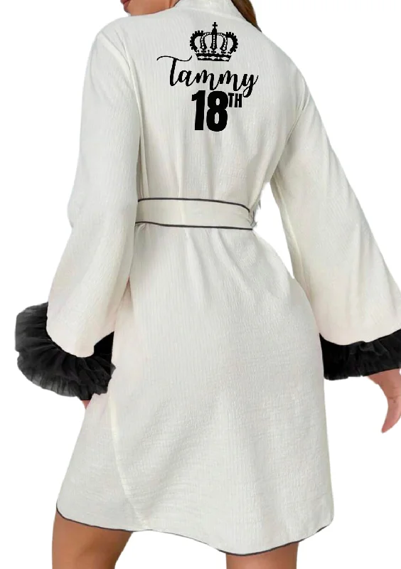 Women's robes with adjustable tie-Two Tone Personalised Robe