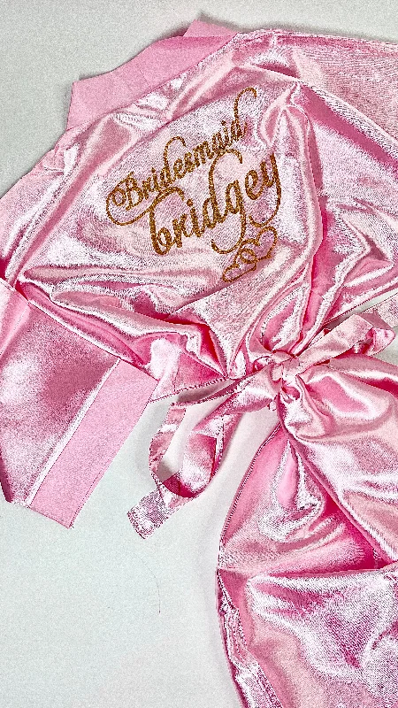 Soft women's robes for evening relaxation-Kids | Personalised Satin Robes | Baby Pink