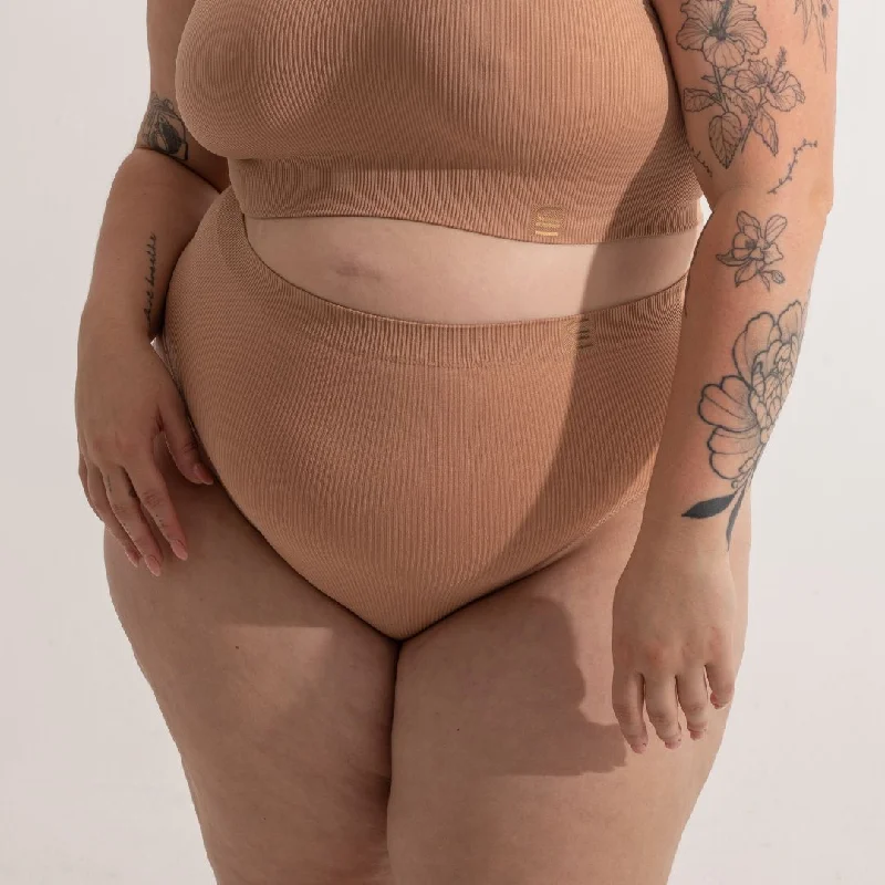 Women's panties with front panel control-High Waist Brief - Recycled Seamfree - Nude 3