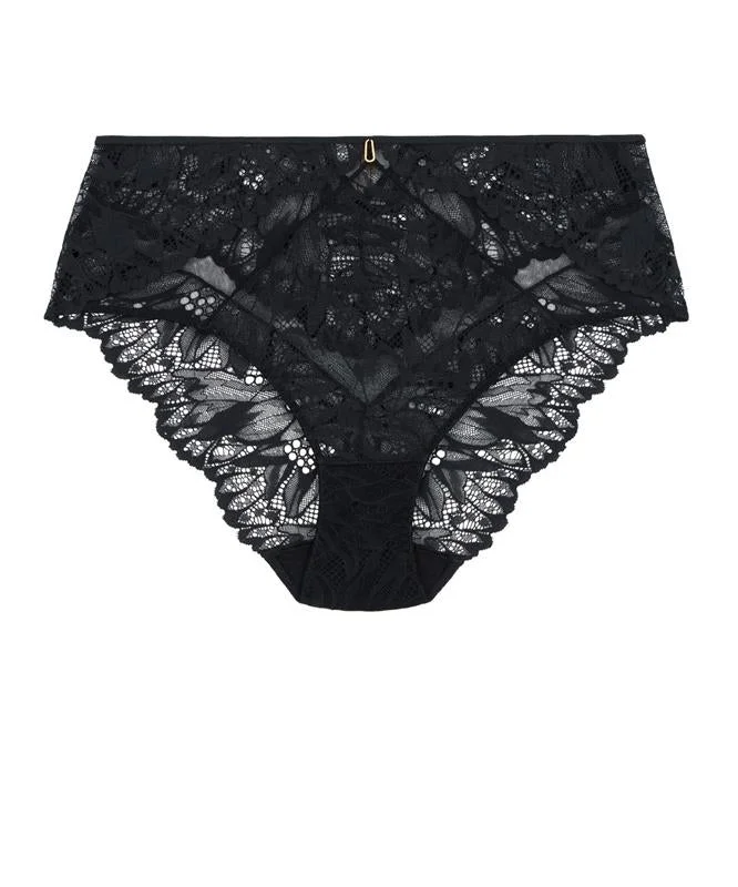 Soft cotton panties for sensitive areas-Aubade Flowermania High-waist brief Noir