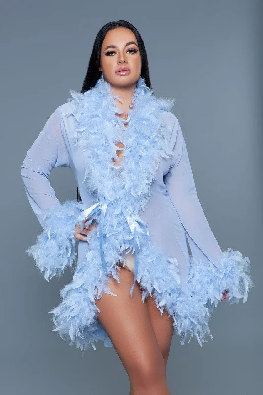 Soft women's robes with satin texture for sleep-Geovan Sexy Lux Robe Periwinkle