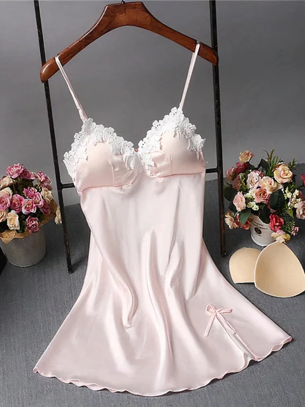 Women's sexy nightwear with minimalistic design-Nuisette en Satin Dentelle pour Femme "Rose" Women's sexy nightwear with minimalistic design-Nuisette en Satin Dentelle pour Femme "Rose"