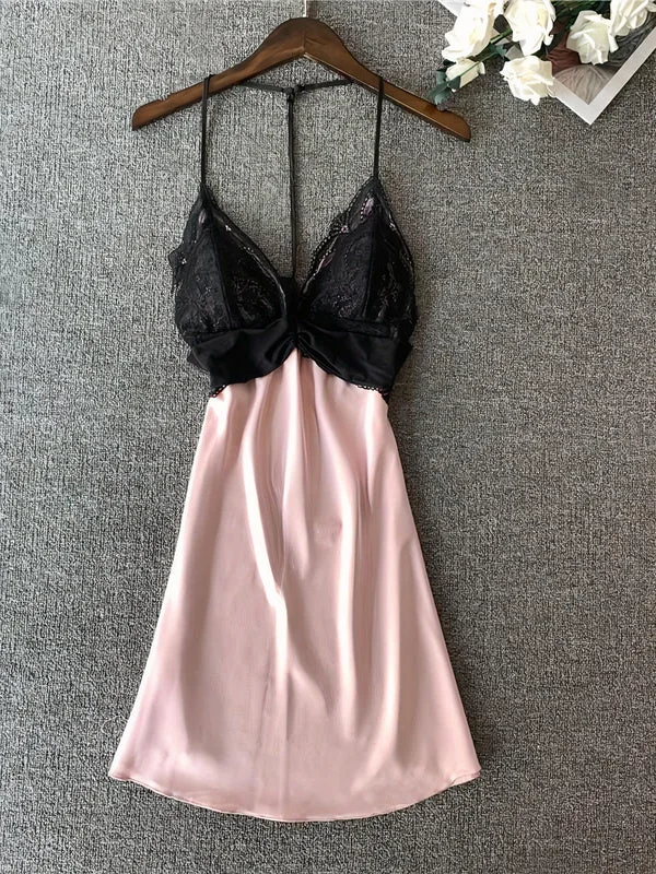 Soft women's sexy nightwear for elegant sleep-Nuisette Raffiné en Dentelles "Rose"