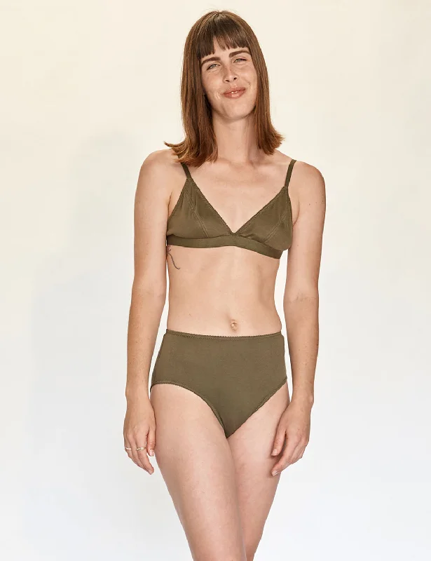 Women's panties with adjustable side straps for a better fit-High Boy Undies - Olive