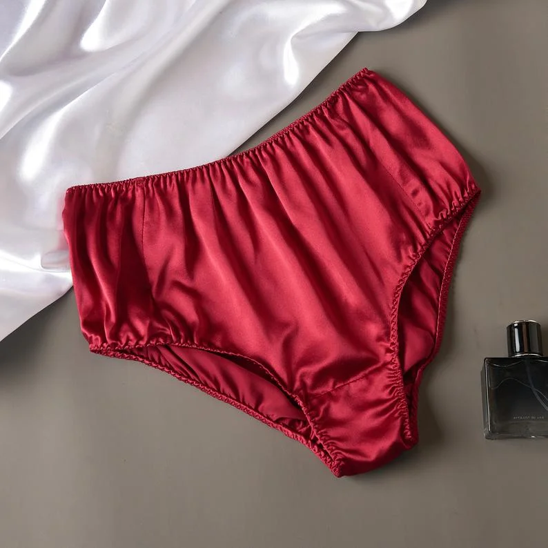 Women's panties for waist shaping-Ruby Pure Mulberry Silk French Cut Panties | High Waist | 22 Momme | Float Collection Women's panties for waist shaping-Ruby Pure Mulberry Silk French Cut Panties | High Waist | 22 Momme | Float Collection