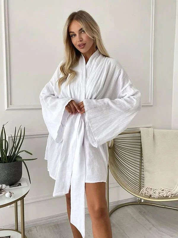 Warm women's robes for cold nights-Robe de Chambre Kimono Pour Femme "Caresse du Matin"