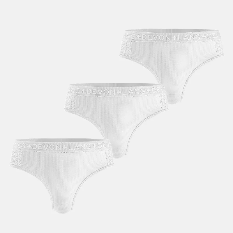 High-cut panties for better coverage-Katrina Everyday Thong - Multi-Packs - Glacier White